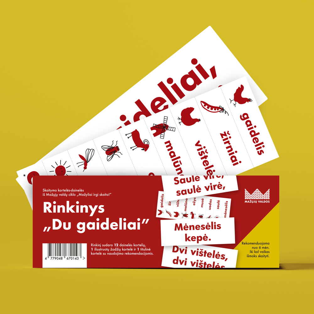 Du gaideliai, skaitymo kortelės-dainelės